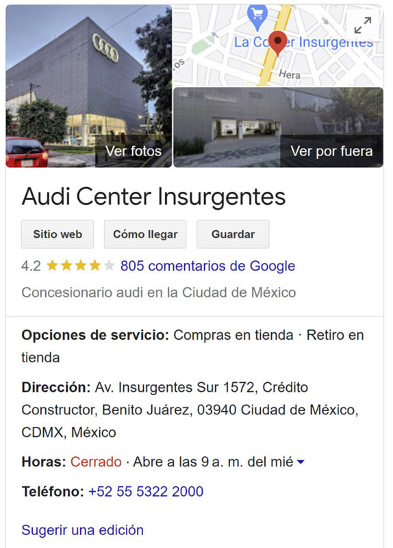 google mi negocio para concesionaria de autos
