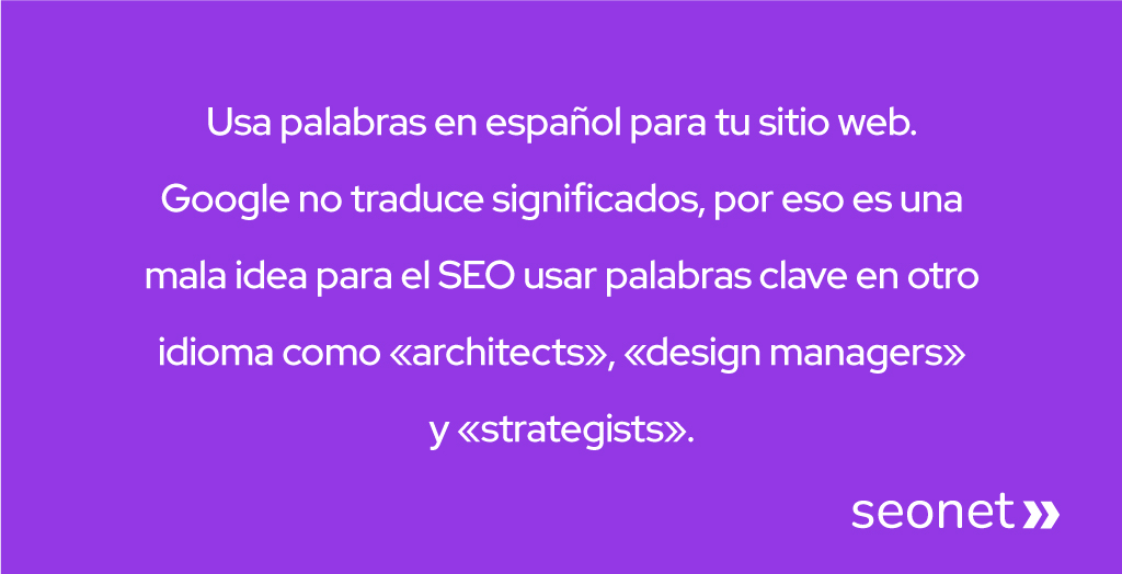 usa palabras en tu idioma para seo