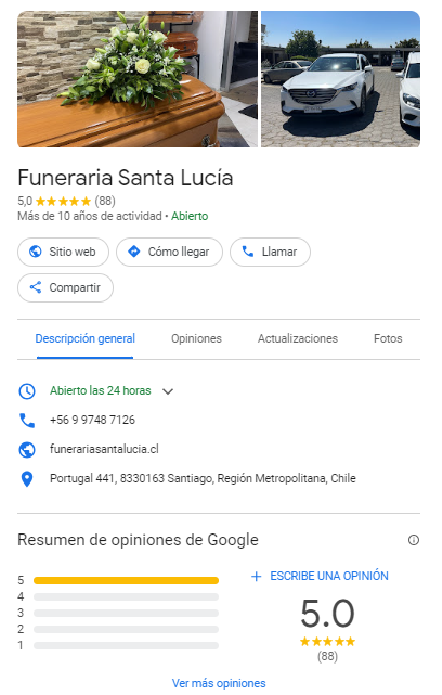 ejemplo funeraria en google maps