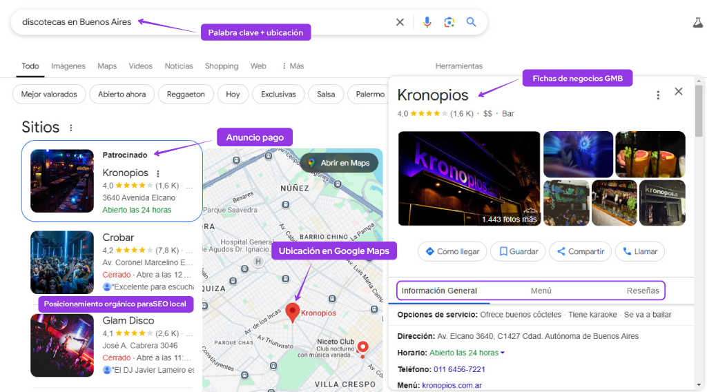 google maps para discotecas