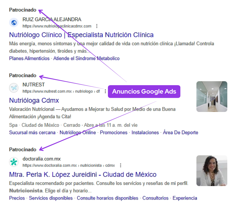 anuncio google ads para nutricionistas