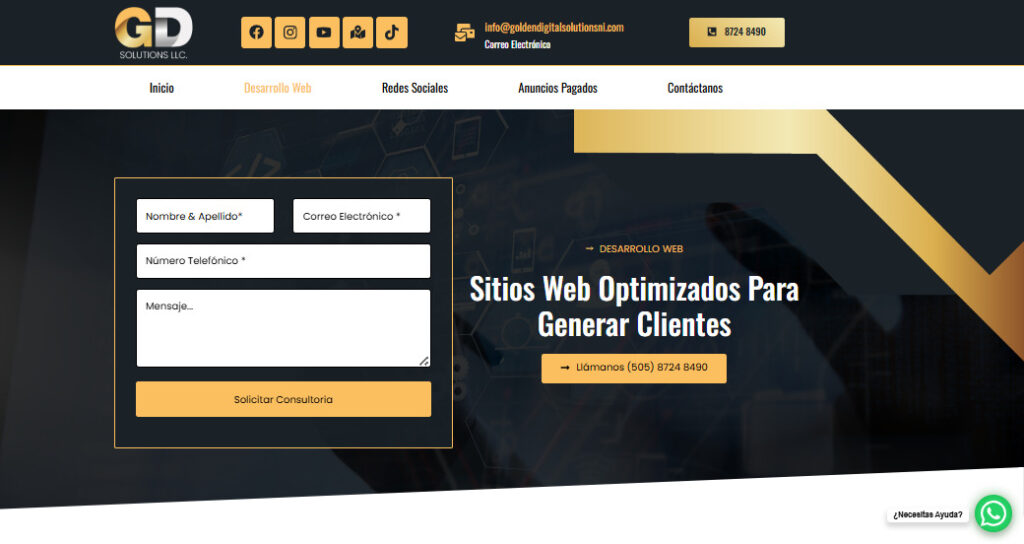 golden digital solutions agencia de diseño web en nicaragaua