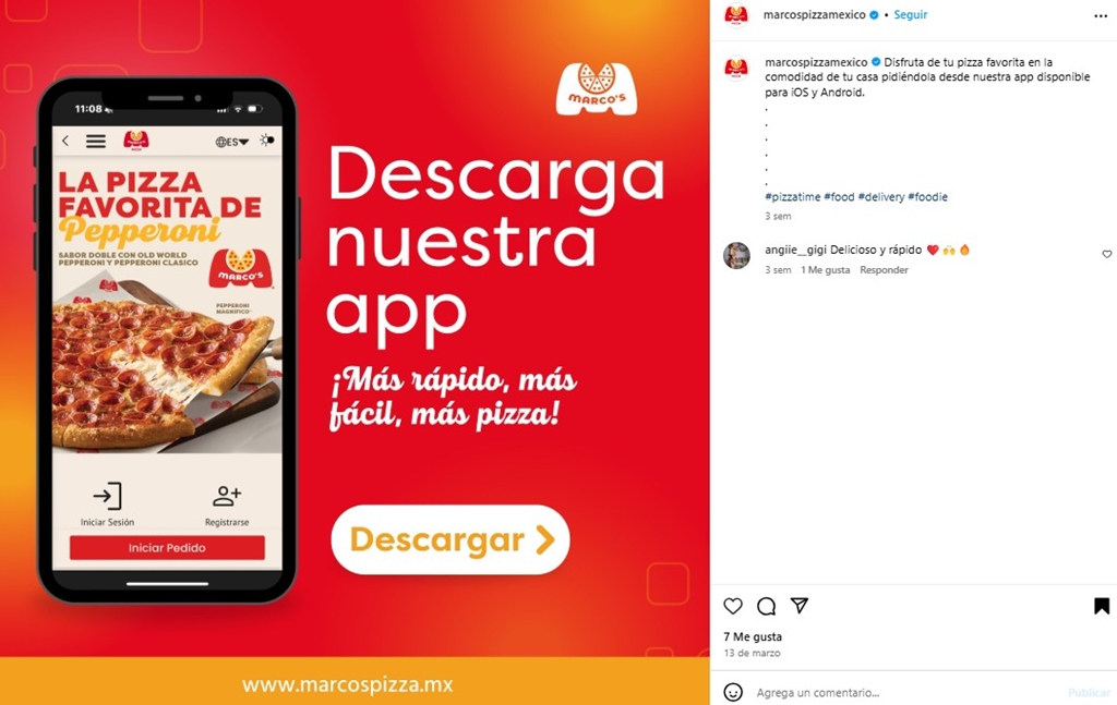 redes sociales pizzeria