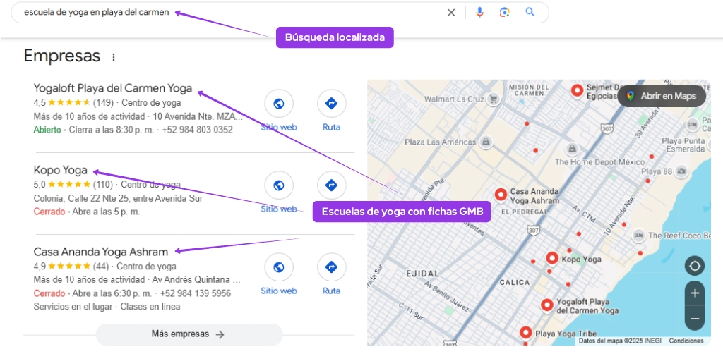 seo local yoga ficha GMB