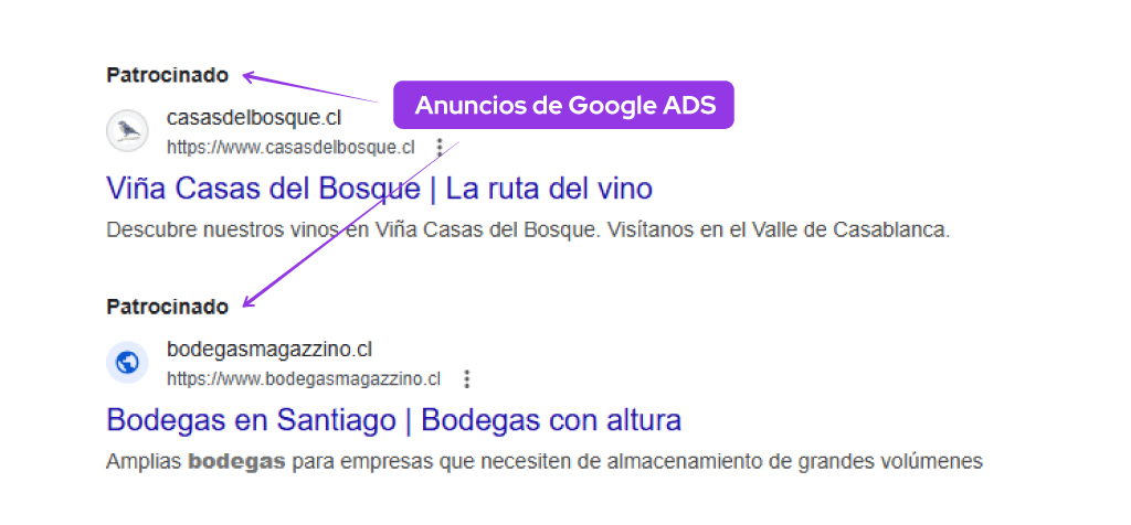 anuncio google ads bodegas vinos