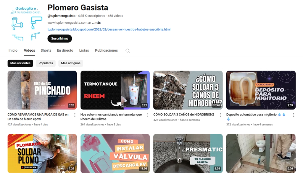 canal you tube fontaneros