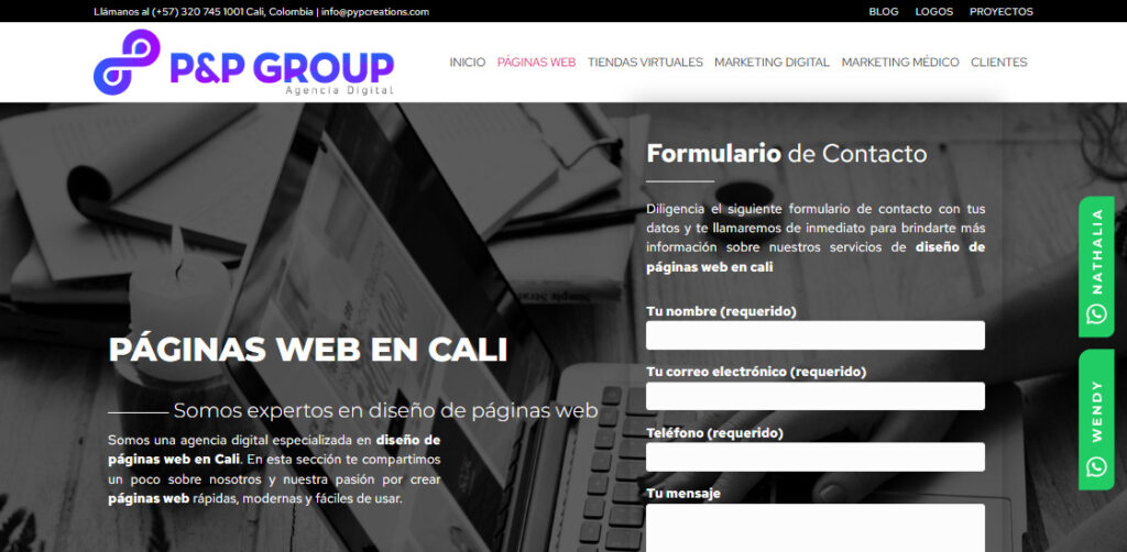 p&p agencia de diseño web en cali