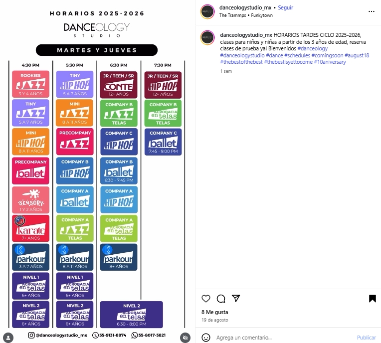 publicacion instagram academia de baile