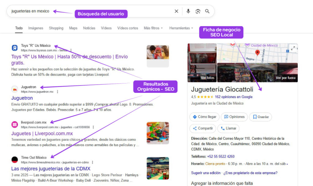 resultados seo para jugueterias