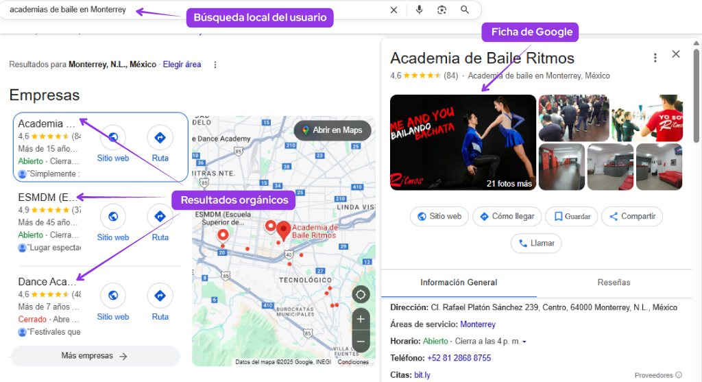 seo local academias de baile