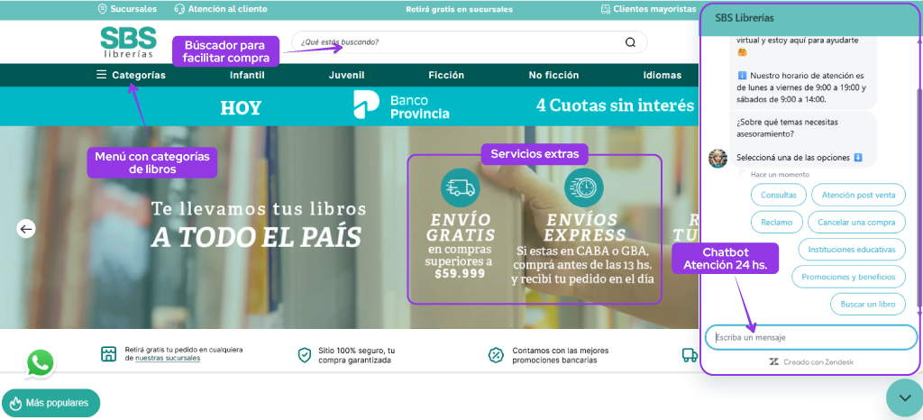 sitio web con tienda librerias