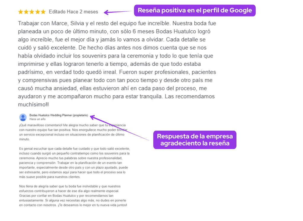 ejemplos reseñas marketing bodas