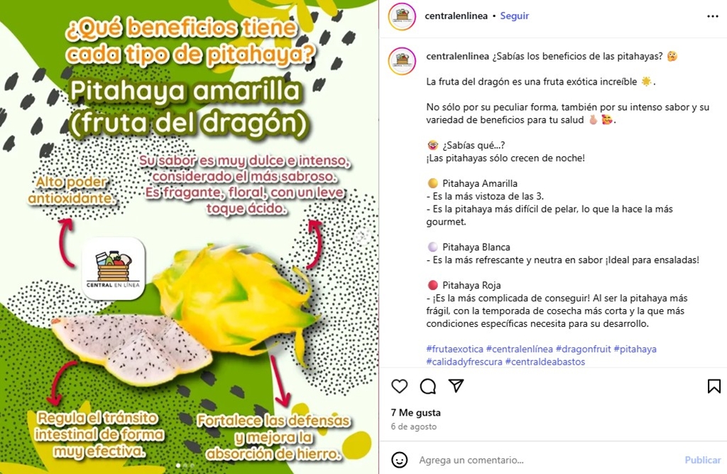 redes sociales vender frutas y verduras