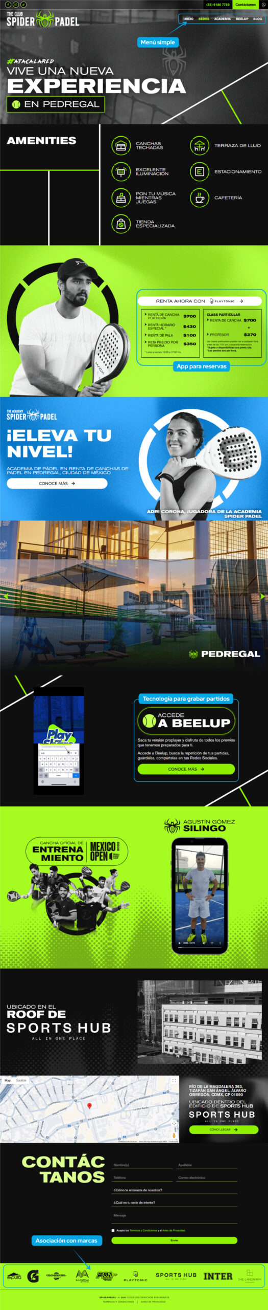 sitio web cancha de padel