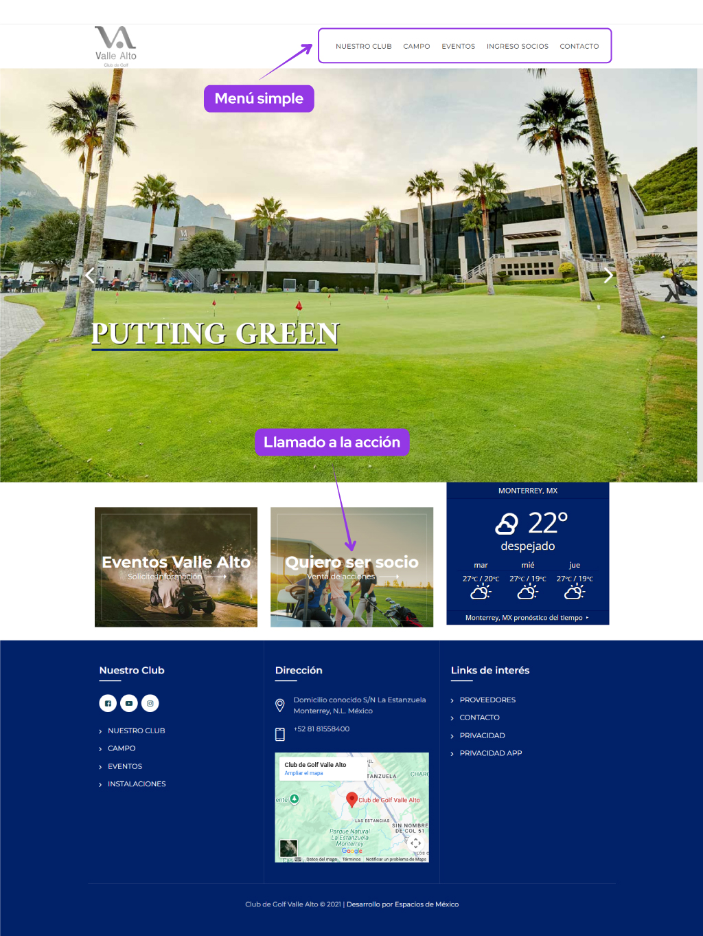 sitio web club de golf